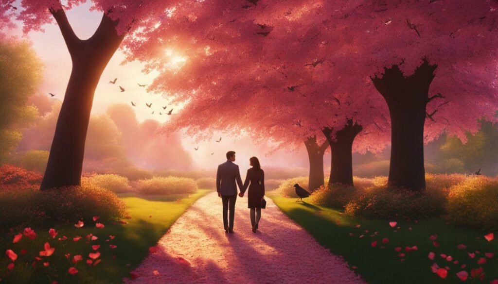 Liebespaar auf einem romantischen Spaziergang