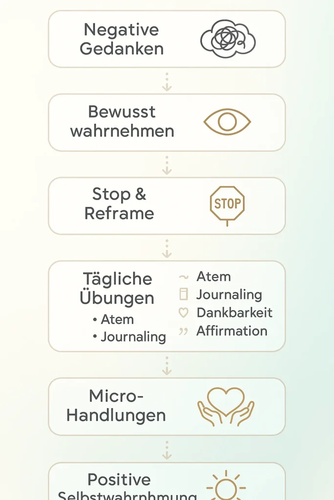 7 einfache Selbstliebe Übungen für dein Wohlbefinden Negative Gedanken" to "Positive Selbstwahrnehmung