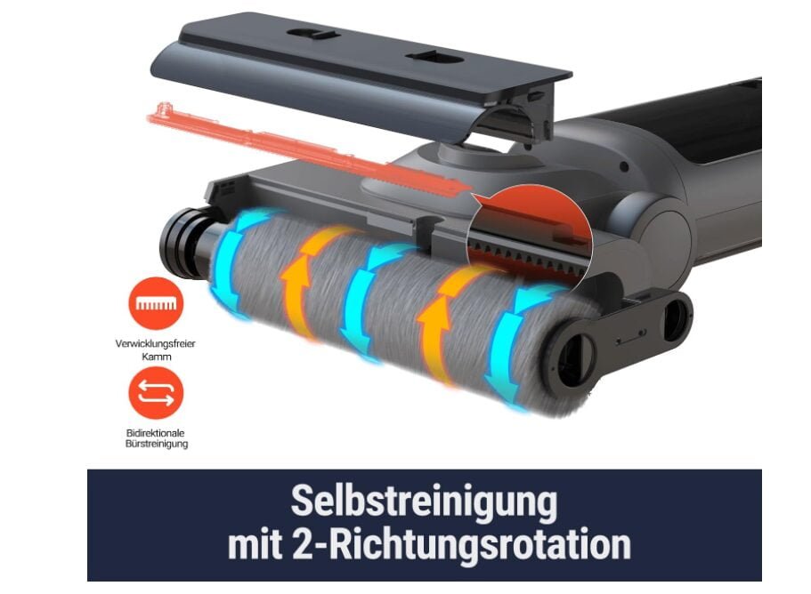 Osotek Wischsauger H200 PRO, Selbstreinigung mit 2-Wege-Rotation