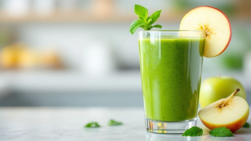 Grüner Smoothie mit Wirsing und frischen Früchten.