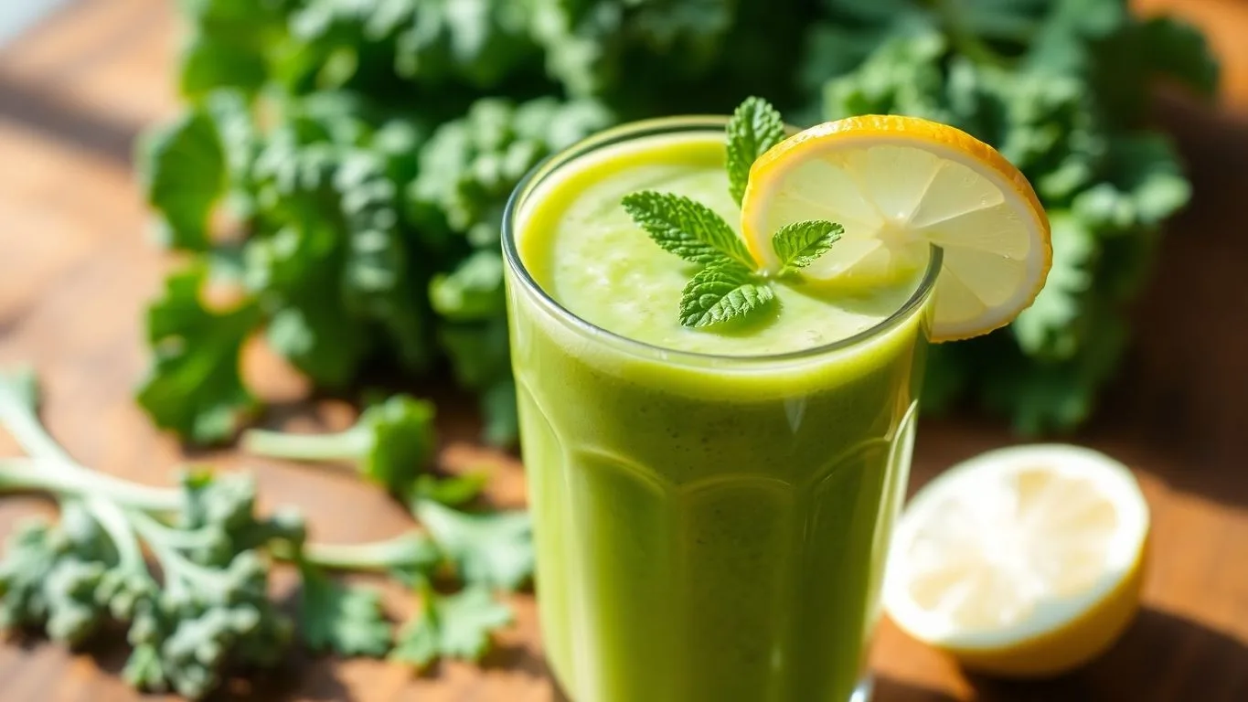 Grüner Smoothie mit Wirsing und frischen Zutaten.