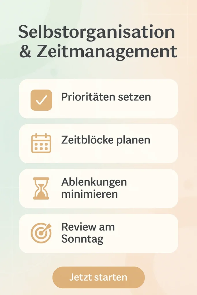 5 Wege zu mehr Fokus: Dein Guide für Selbstorganisation und Zeitmanagement Selbstorganisation & Zeitmanagement