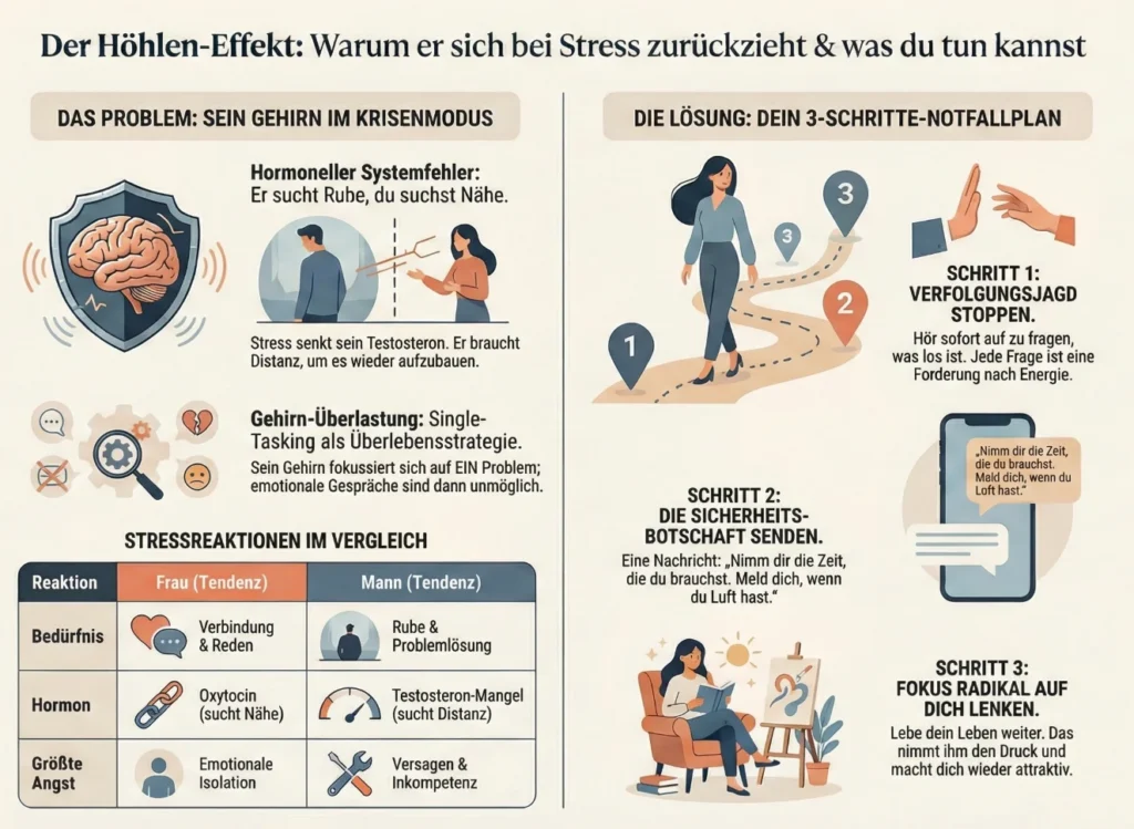 Höhlen-Effekt: Stress, Rückzug, Lösung.