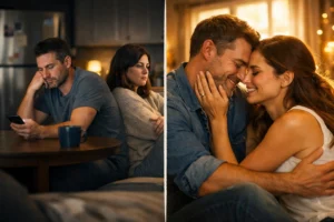 Ehe auffrischen: ein Ehepaar zwischen Alltagsdistanz und neuer N?he in einer textfreien Split-Screen-Szene