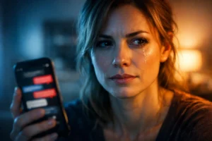 Frau im emotionalen Konfliktmoment zwischen Verwirrung und Klarheit