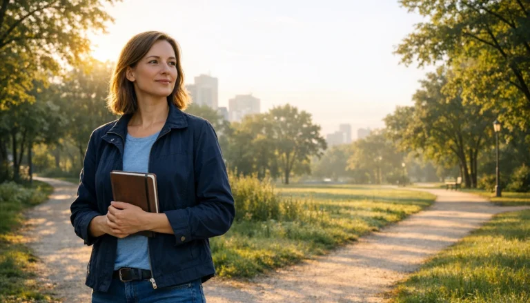 Person am Morgen auf einem Weg als Symbol f?r positive Ver?nderungen im Leben