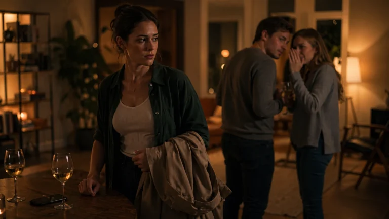 Person erkennt auf einer Feier, dass andere über sie tuscheln