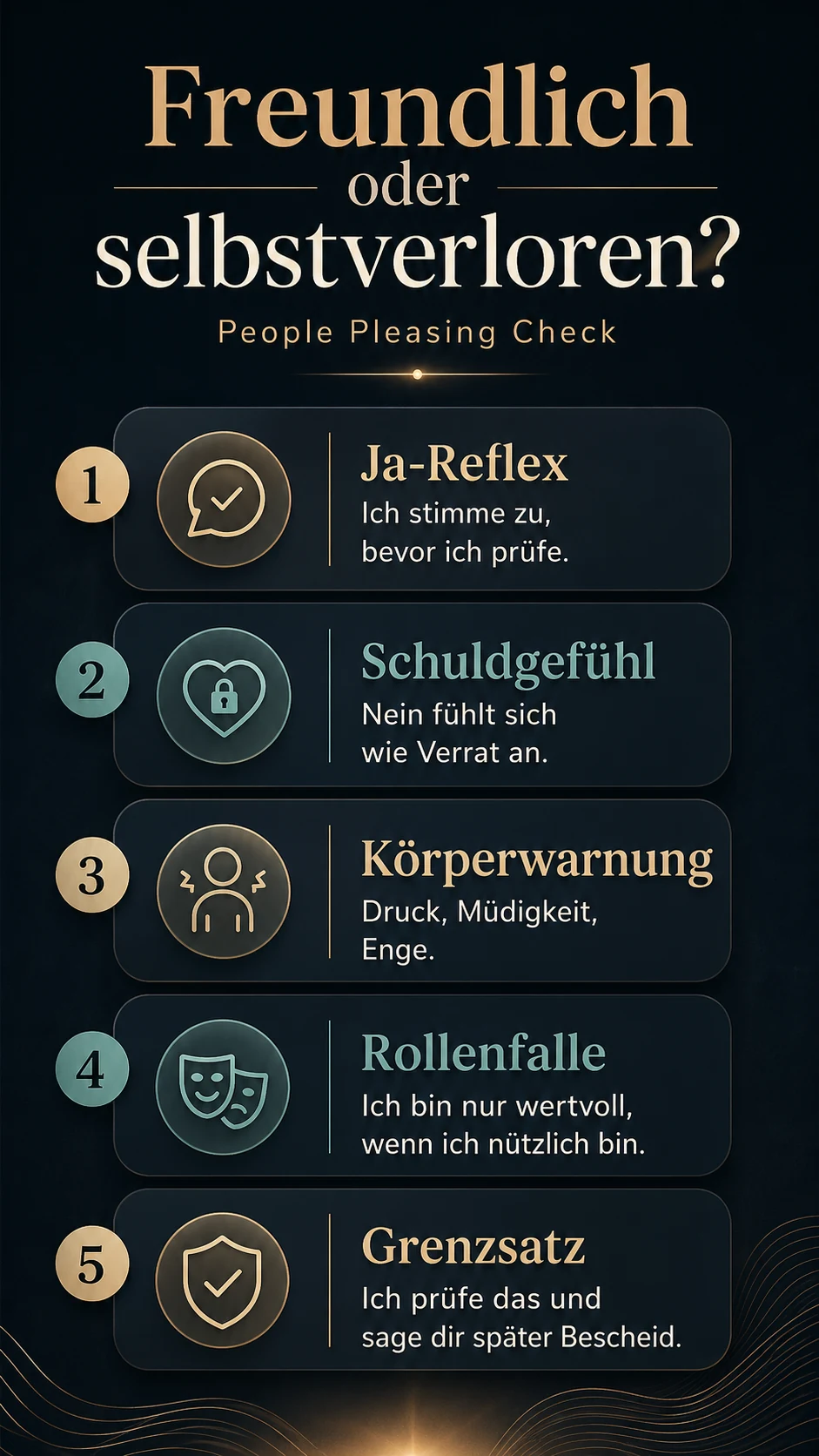 Infografik: Freundlich oder selbstverloren mit fünf People-Pleasing-Signalen