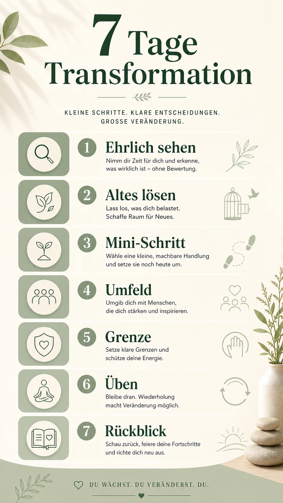 7 Tage Transformation als helle Infografik