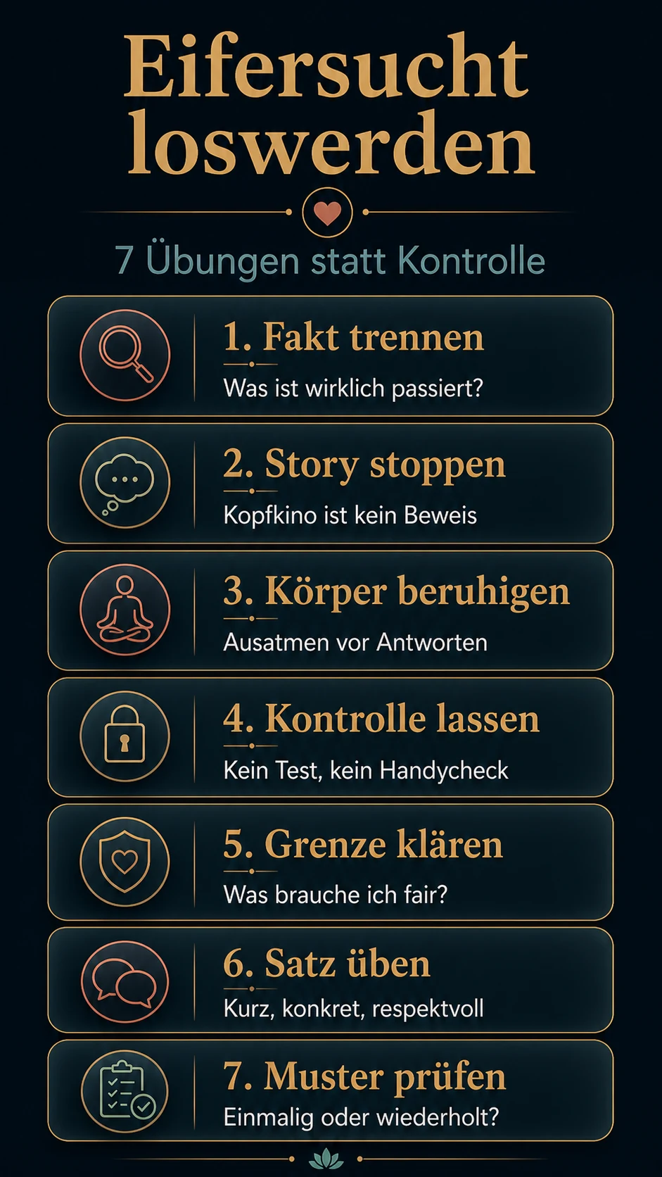 Infografik: Eifersucht loswerden mit sieben Übungen