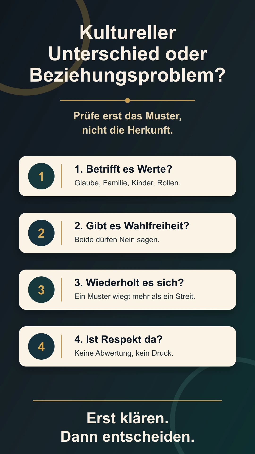 Infografik: Kultureller Unterschied oder Beziehungsproblem? Vier Fragen zur Einordnung