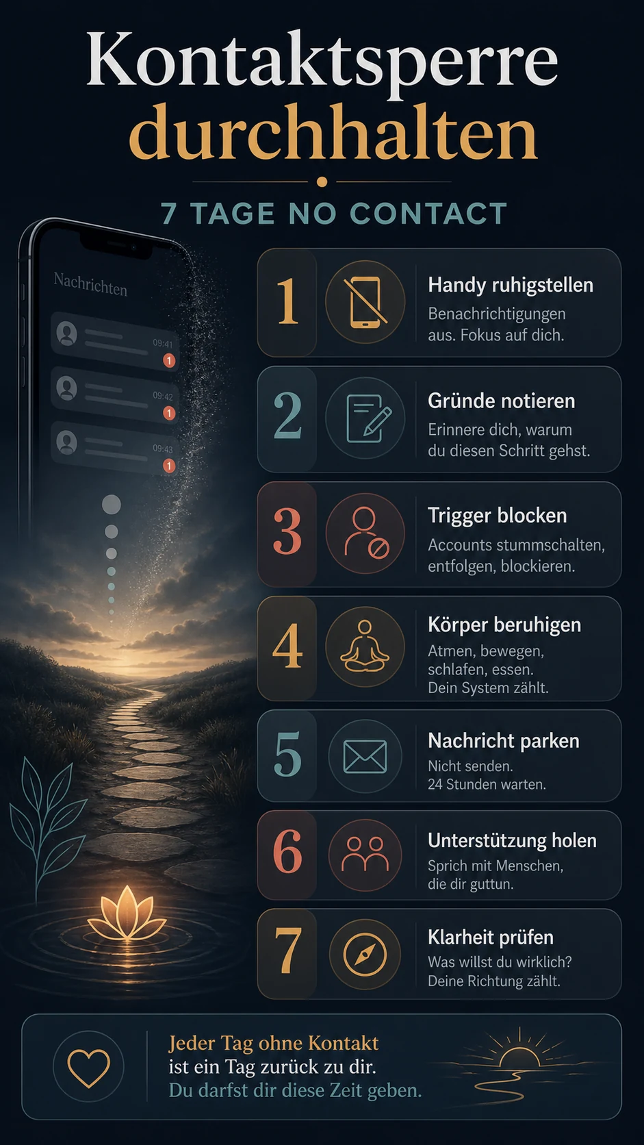 Infografik Kontaktsperre durchhalten: 7 Tage No Contact