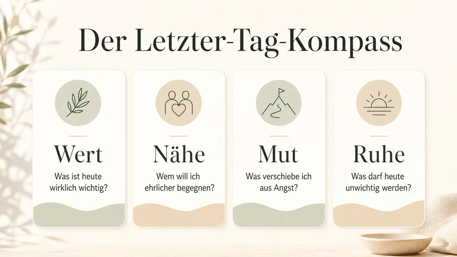 Lebe dein Leben, als wäre es dein letzter Tag: bewusst leben ohne Druck Der Letzter-Tag-Kompass als helle Infografik