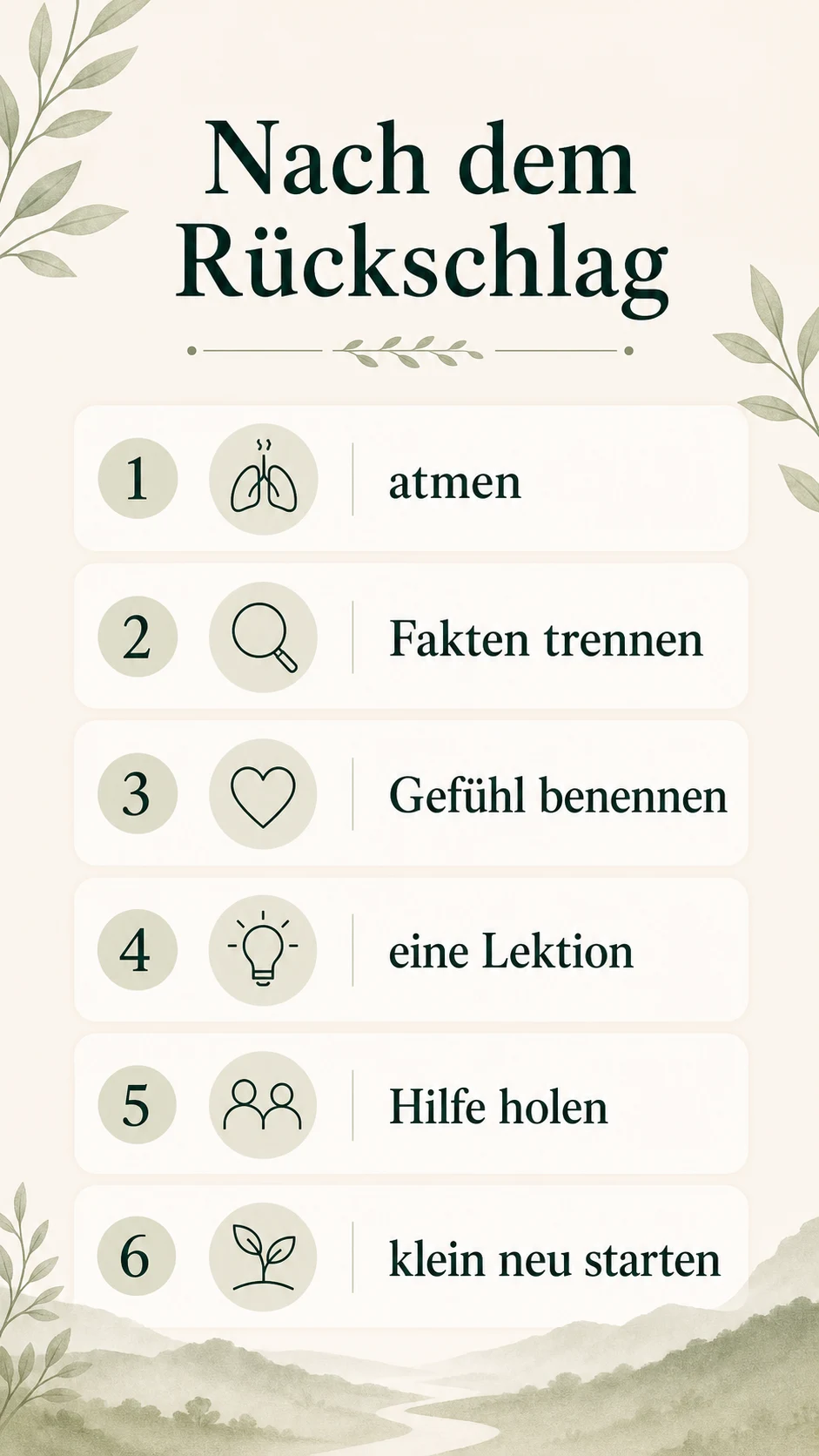 Mit Rückschlägen umgehen: wieder aufstehen ohne dich fertigzumachen Nach dem Rückschlag als helle Recovery-Checkliste