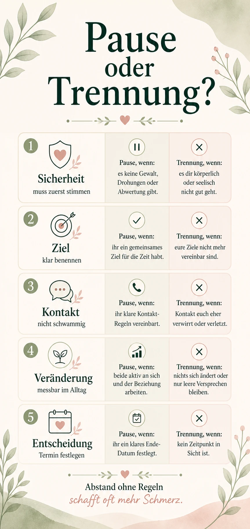 Trennung auf Zeit: wann Abstand hilft und wann er nur verletzt Pause oder Trennung als helle Entscheidungshilfe