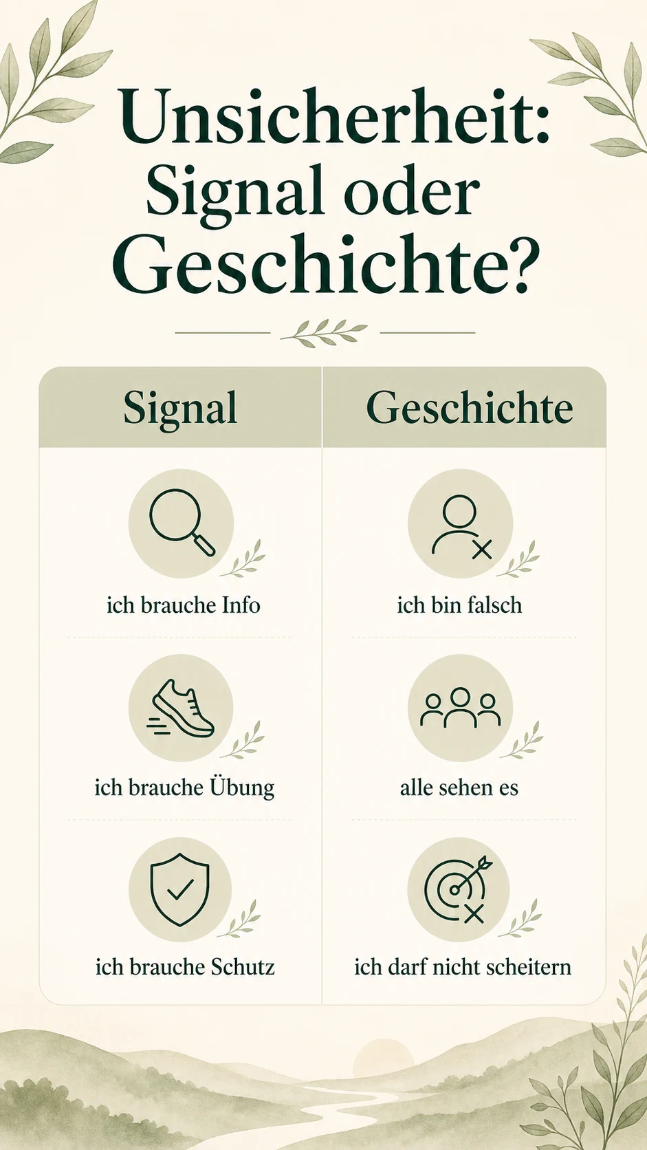 Unsicherheit: Signal oder Geschichte? als helle Infografik