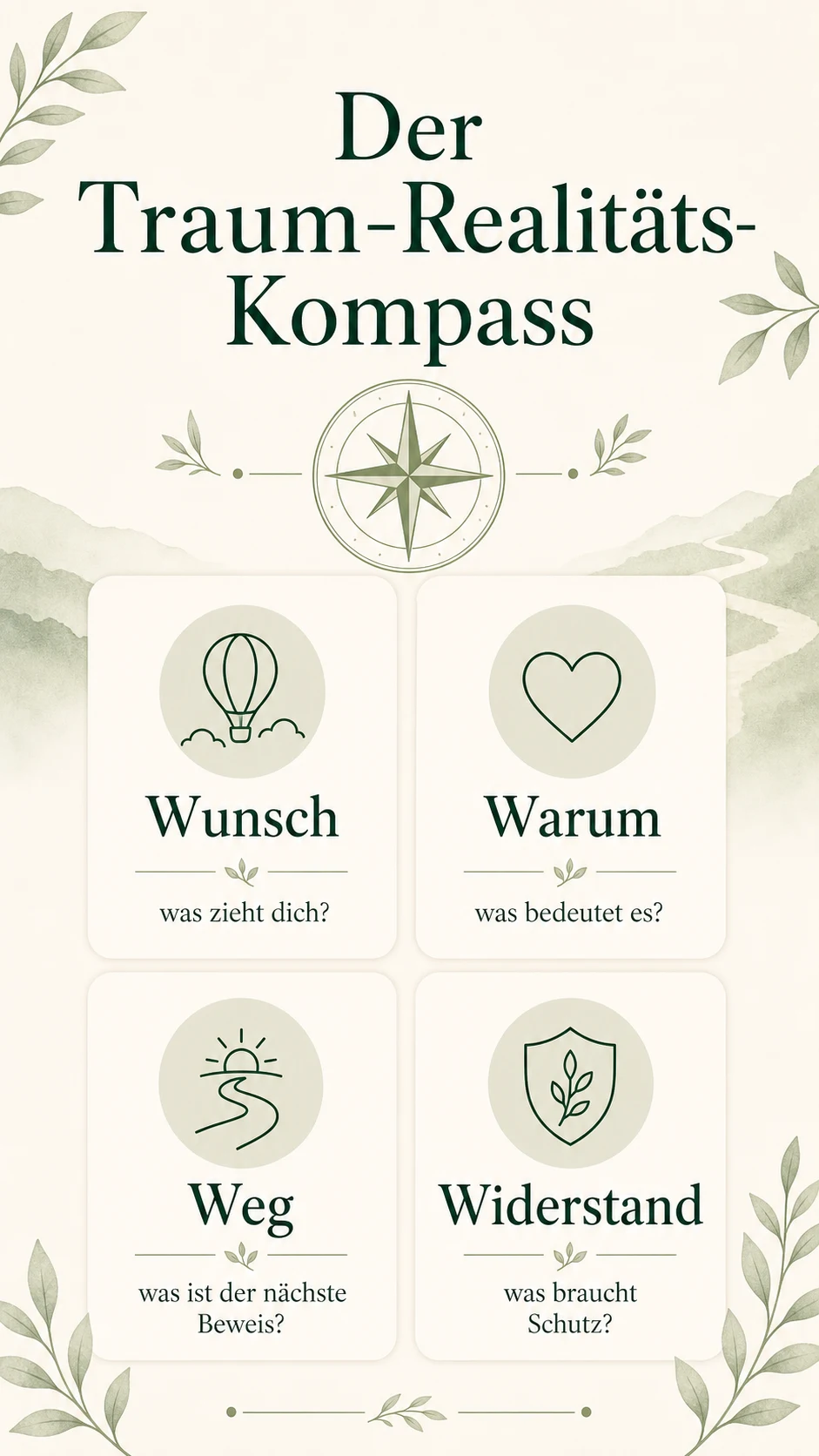 Der Traum-Realitäts-Kompass als helle Infografik