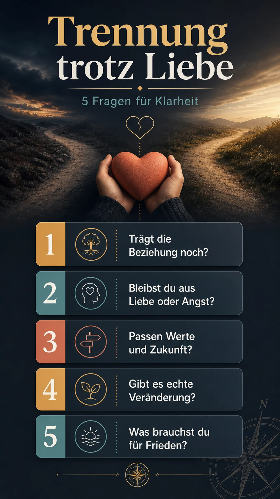 Infografik Trennung trotz Liebe: 5 Fragen für Klarheit