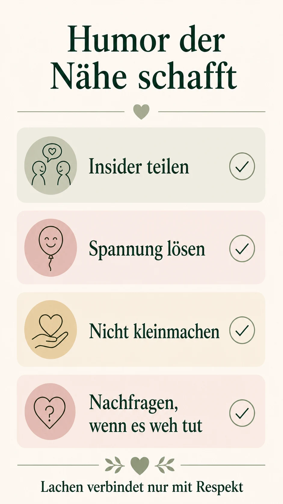 Humor der Nähe schafft als helle Checkliste