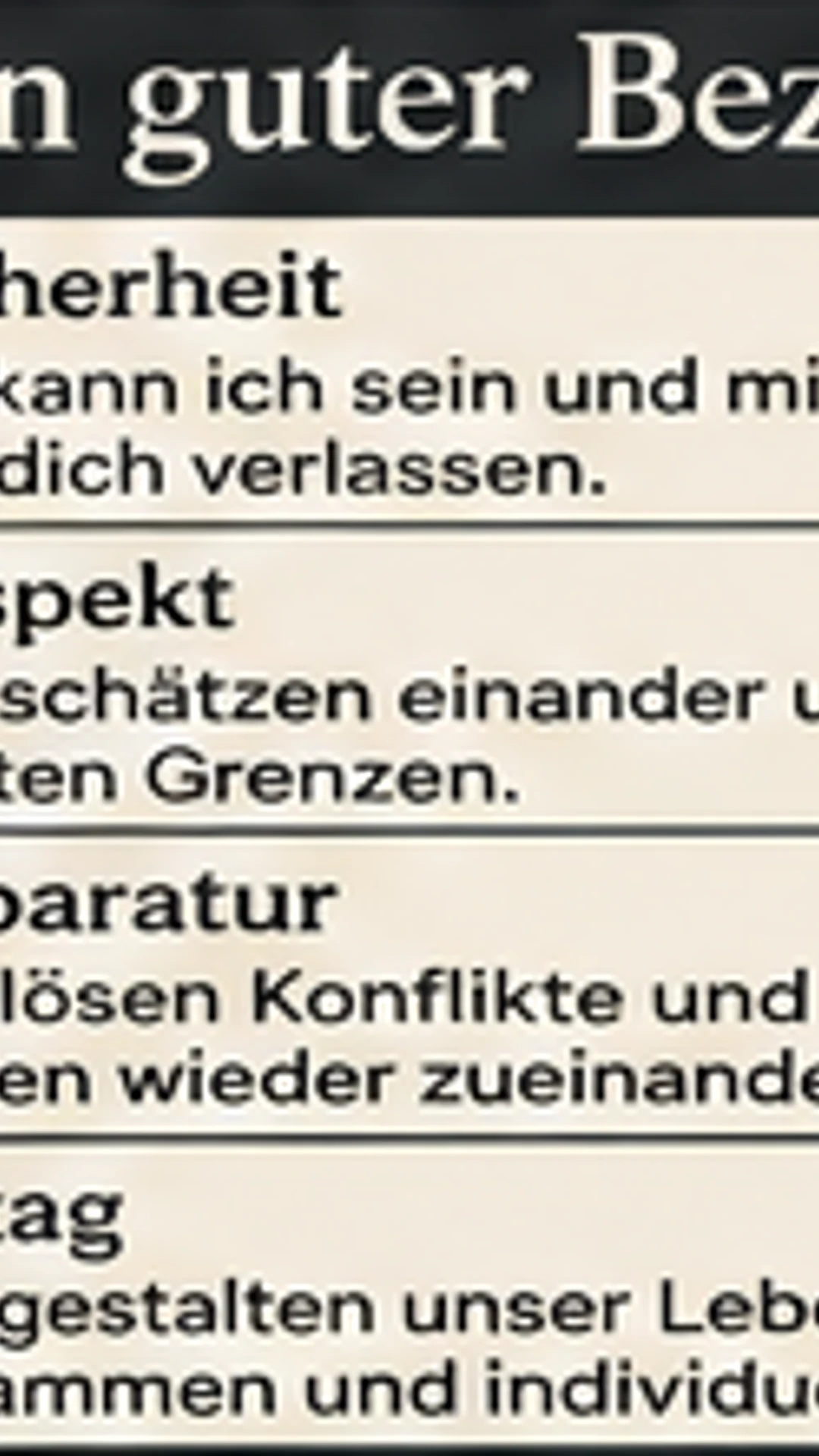 Was macht eine gute Beziehung aus? Zeichen, Alltag und echte Sicherheit Vier Säulen einer guten Beziehung: Sicherheit, Respekt, Reparatur und Alltag