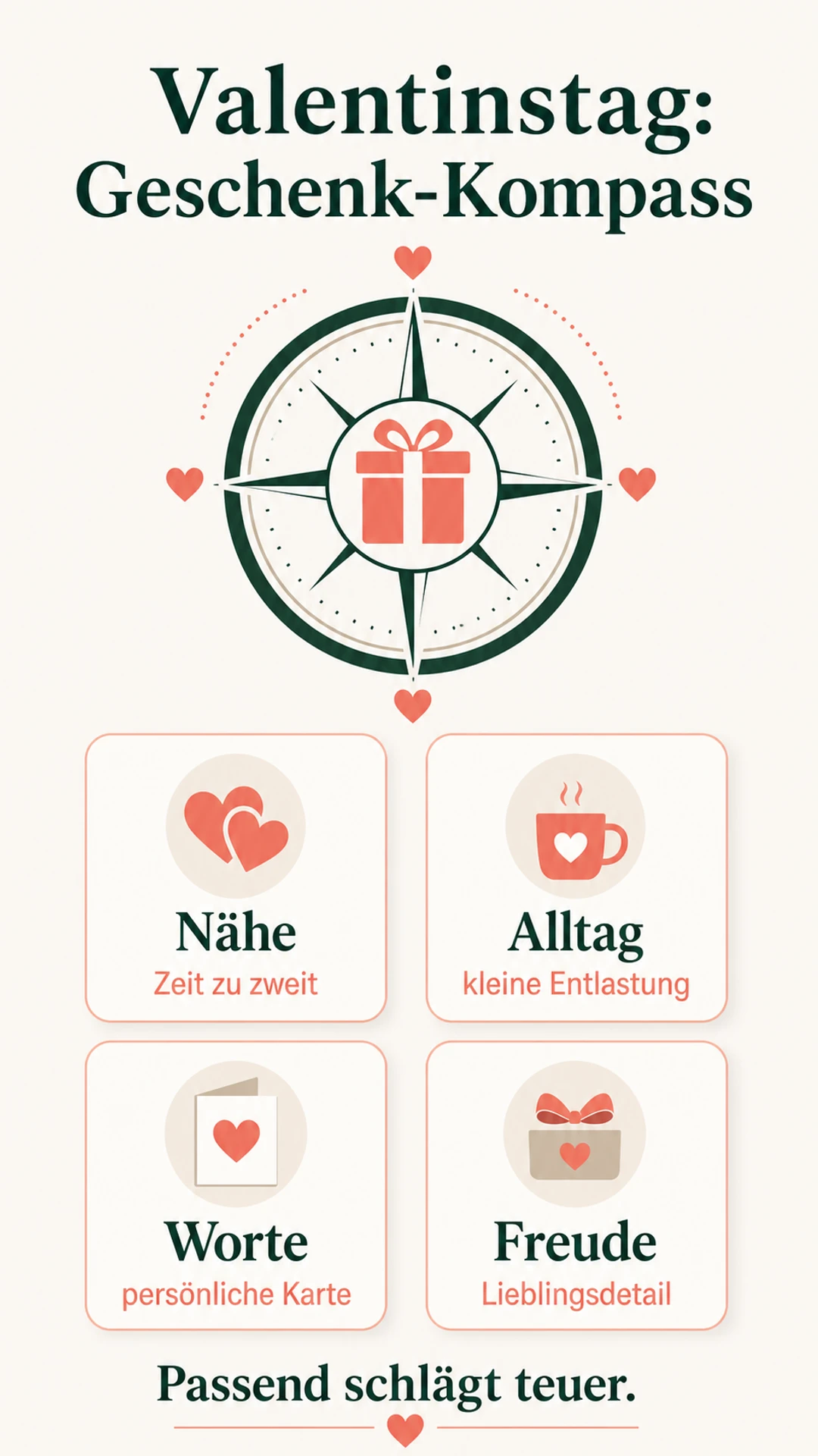 Valentinstag Geschenk-Kompass für persönliche Ideen