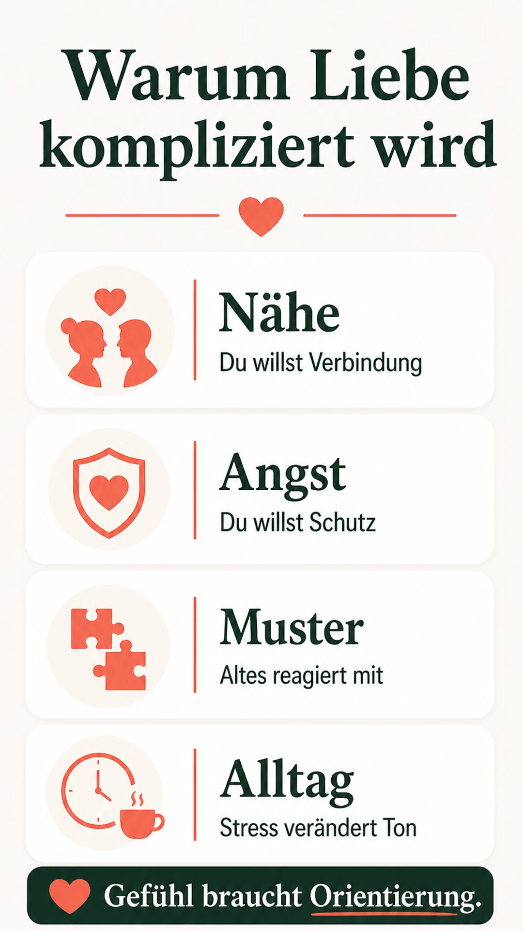 Warum Liebe durch Nähe, Angst, Muster und Alltag kompliziert wird