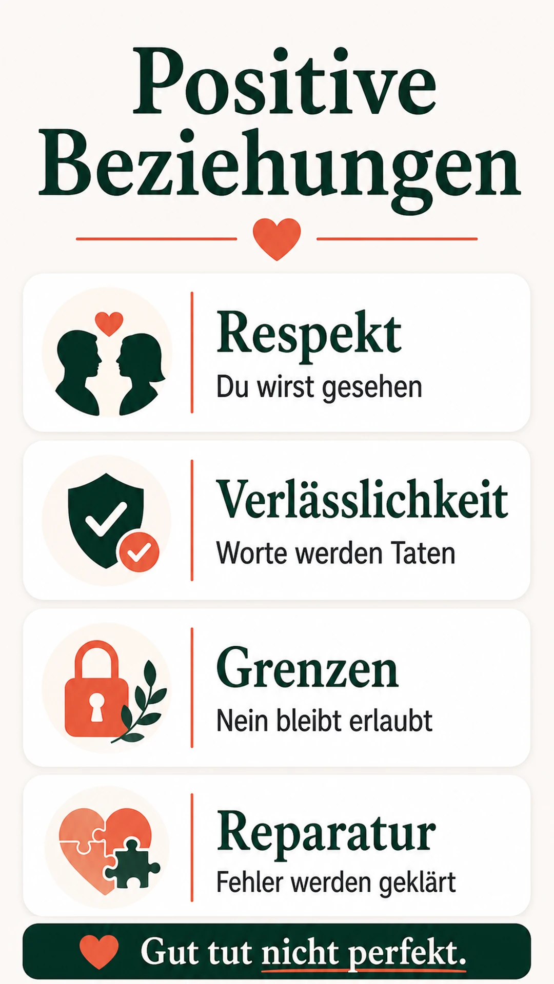 Positive Beziehungen aufbauen: was wirklich trägt und wie du es im Alltag stärkst Positive Beziehungen durch Respekt, Verlässlichkeit, Grenzen und Reparatur