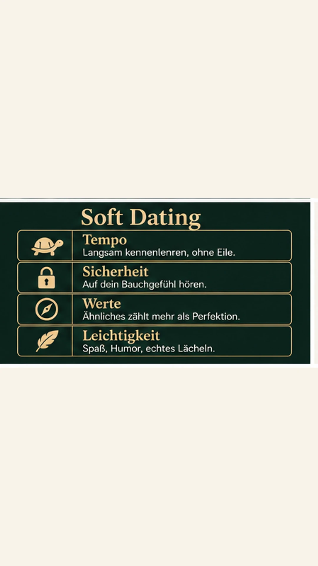Soft Dating mit Tempo, Sicherheit, Werten und Leichtigkeit