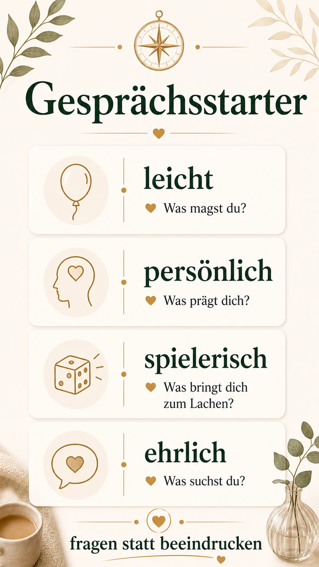 Erstes Date: Tipps für ein entspanntes, sicheres und echtes Treffen Gesprächsstarter für das erste Date