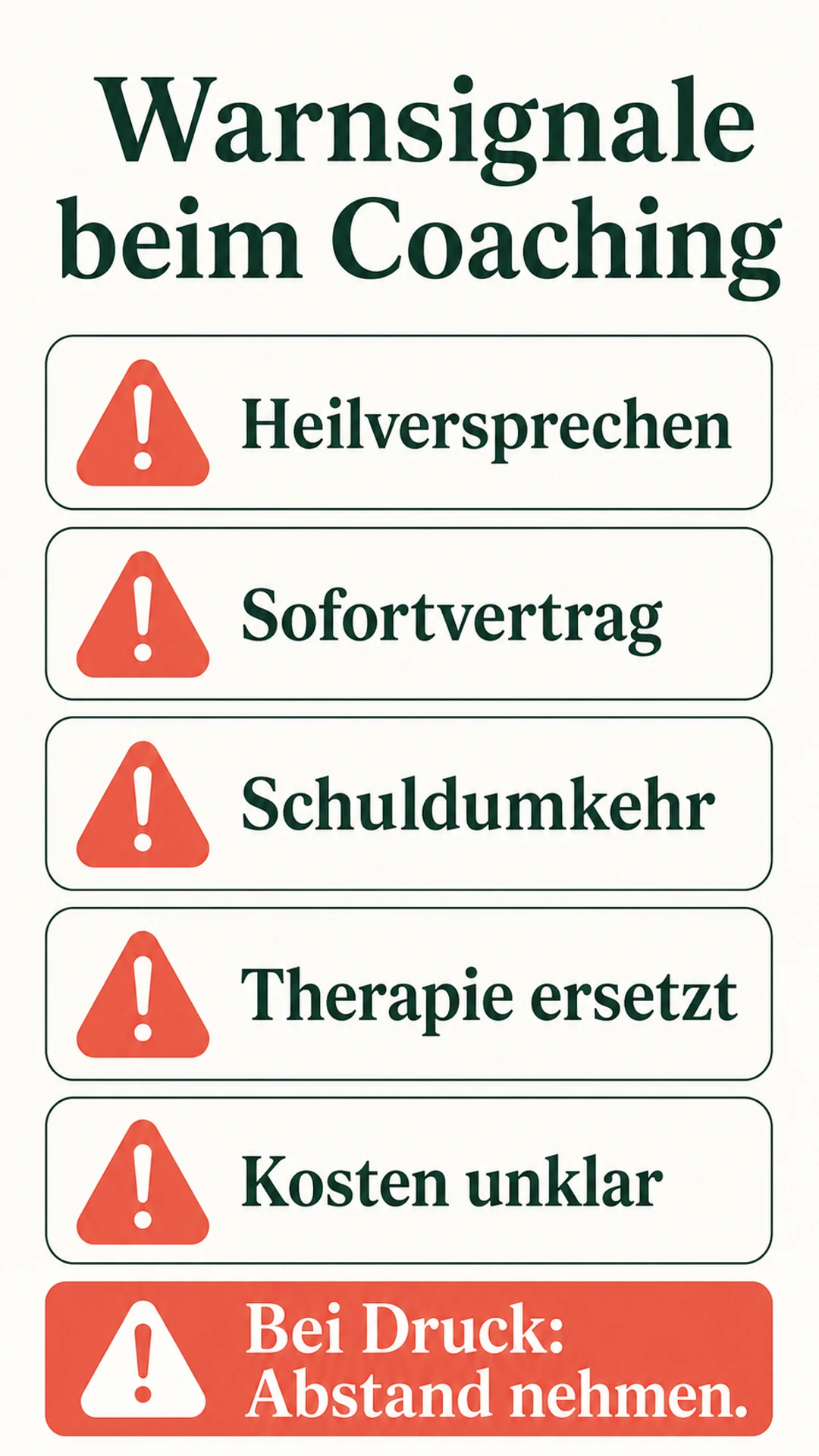 Warnsignale beim Beziehungscoaching
