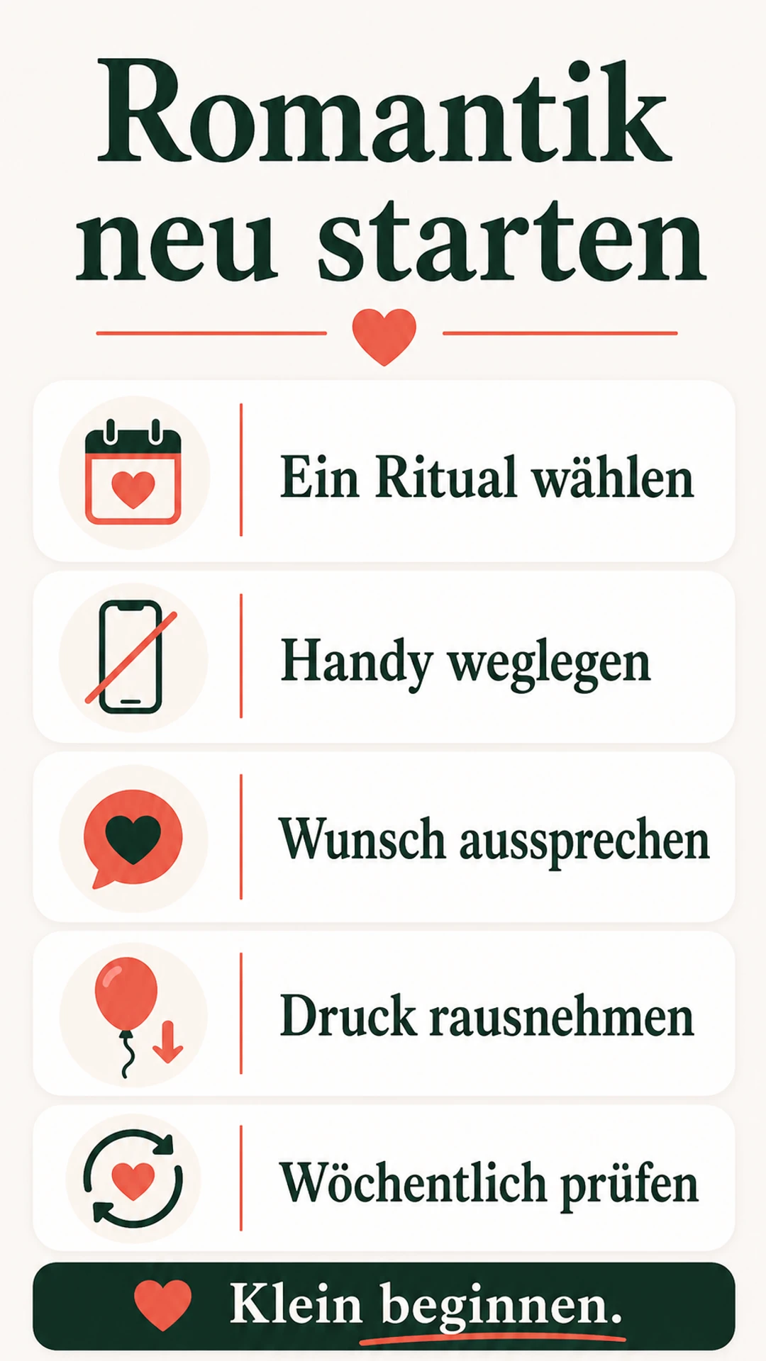 Romantik in die Beziehung bringen: kleine Rituale statt großer Druck Romantik neu starten mit kleinen Ritualen