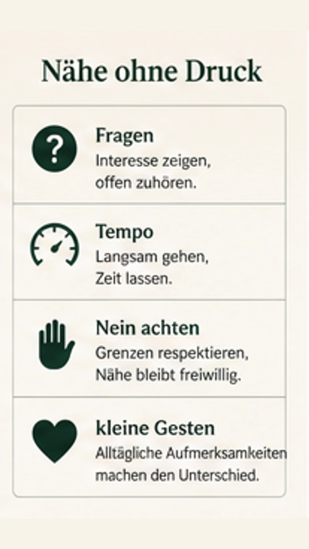 Mehr Intimität im Alltag: Nähe ohne Druck wieder spürbar machen Nähe ohne Druck: Fragen, Tempo, Nein achten und kleine Gesten