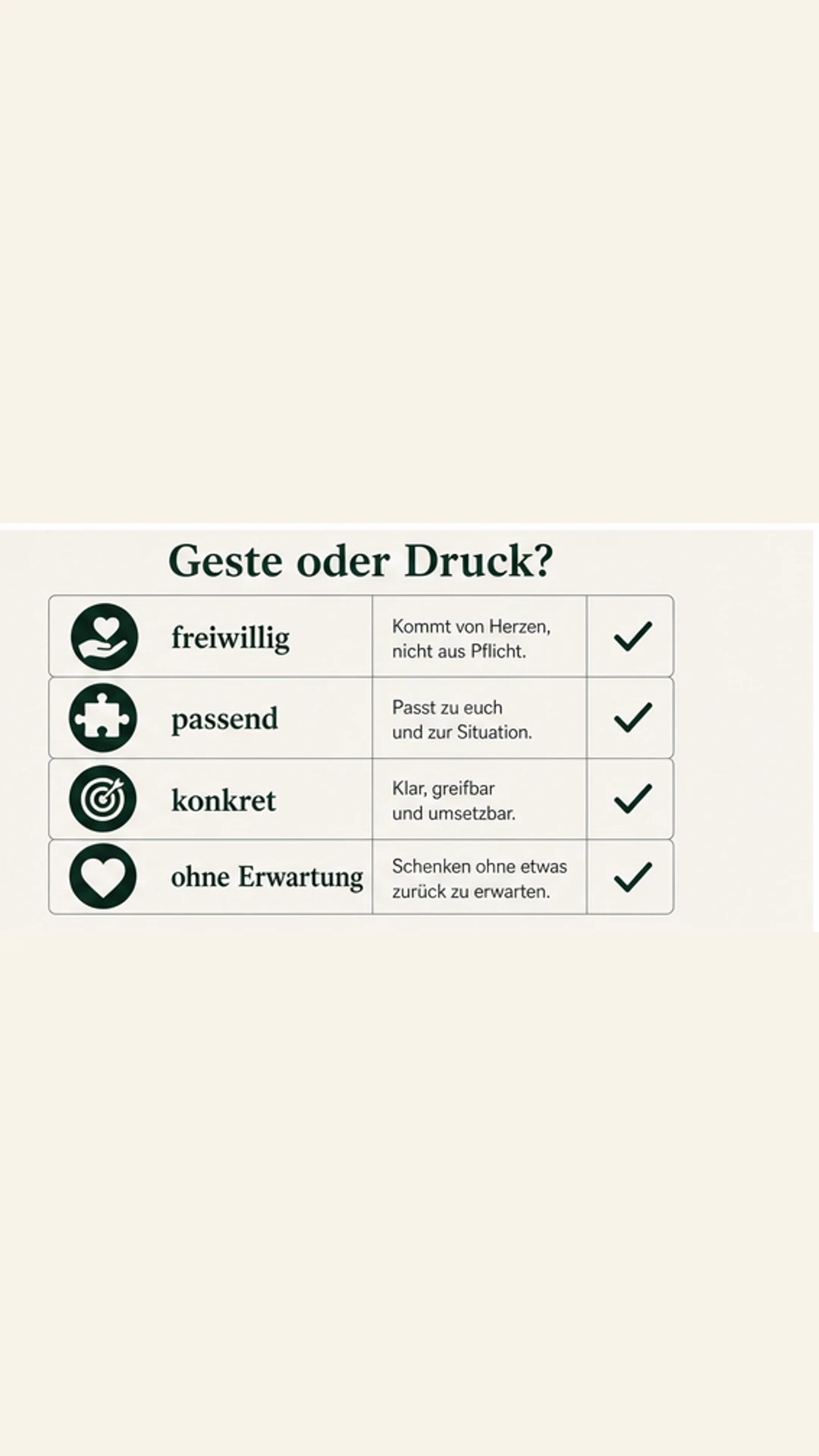 Geste oder Druck: freiwillig, passend, konkret und ohne Erwartung
