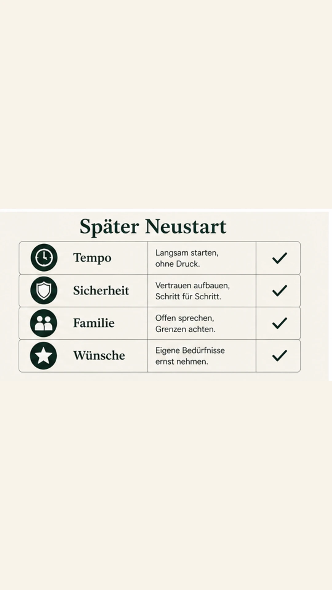 Liebe im Alter: wie ein später Neustart wirklich funktionieren kann Später Neustart mit Tempo, Sicherheit, Familie und Wünschen