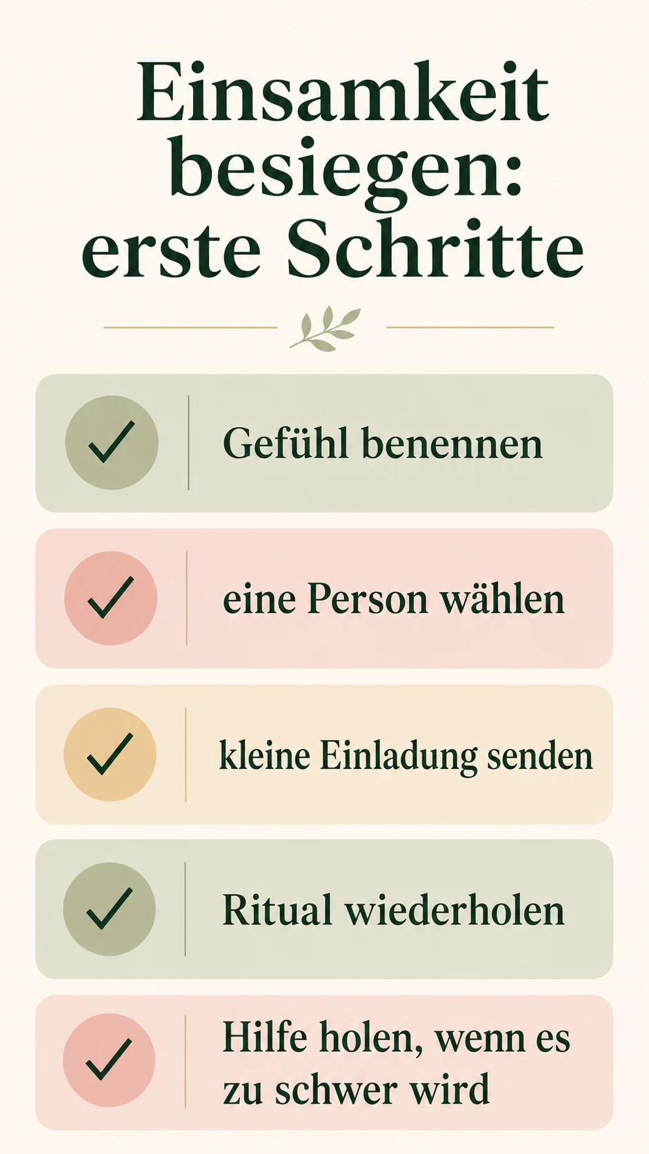 Einsamkeit besiegen: wieder Verbindung finden, ohne dich zu überfordern Kontaktkarte gegen Einsamkeit als helle Infografik