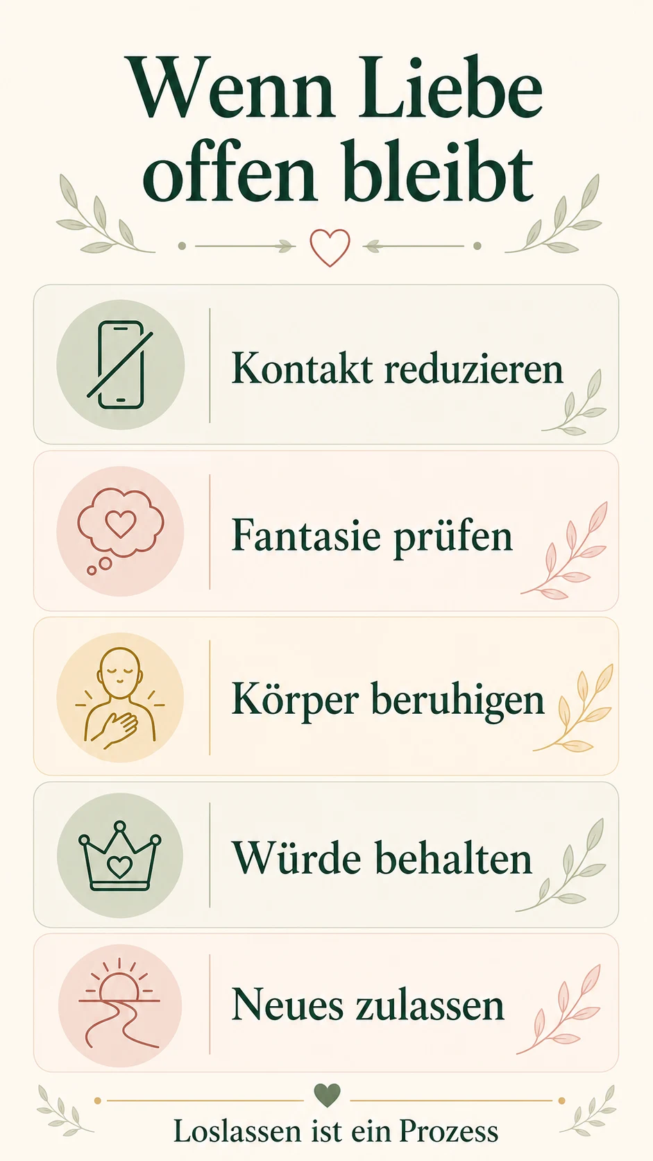Unerfüllte Liebe endet nie? Warum sie bleibt und wie du freier wirst Wenn Liebe offen bleibt als helle Loslass-Checkliste