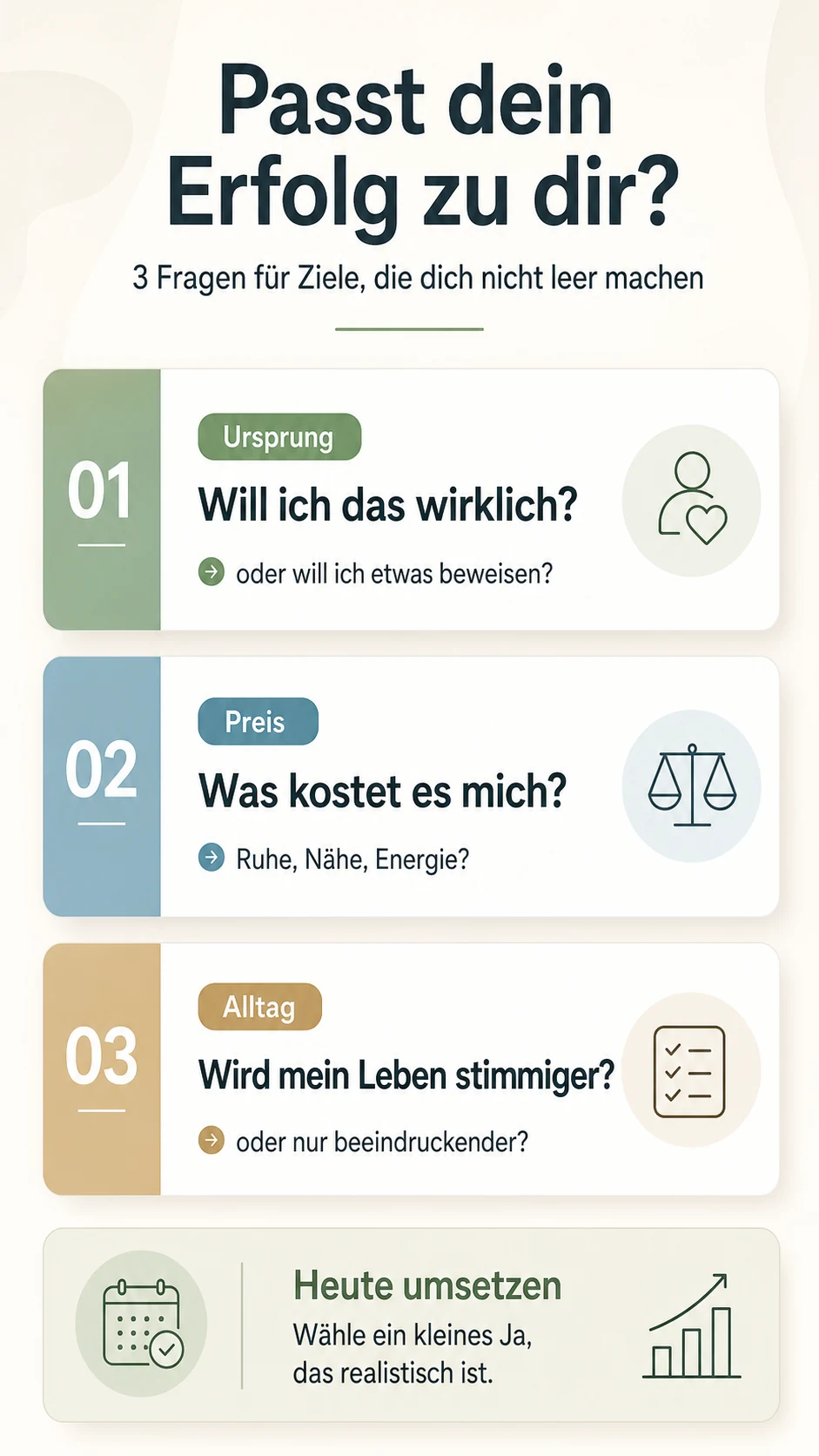 Ziel-Check: drei Fragen, ob Erfolg wirklich zu dir passt