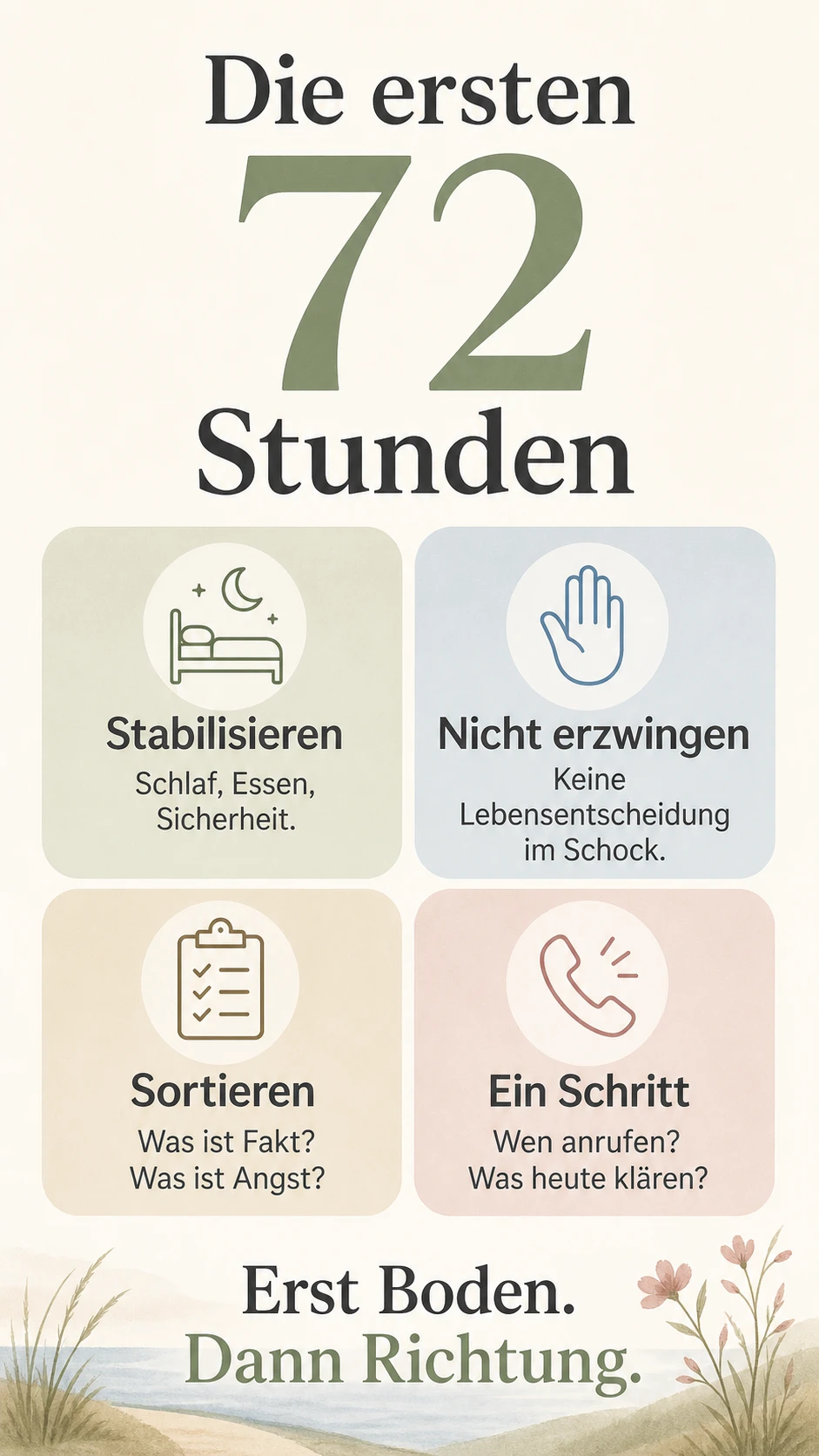 Eine Tür schließt sich, eine andere öffnet sich: Neuanfang wagen Vier Schritte zur Stabilisierung in den ersten 72 Stunden nach einem Umbruch