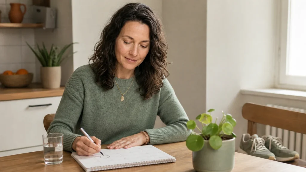 Mara plant am Küchentisch einen realistischen kleinen Neustart