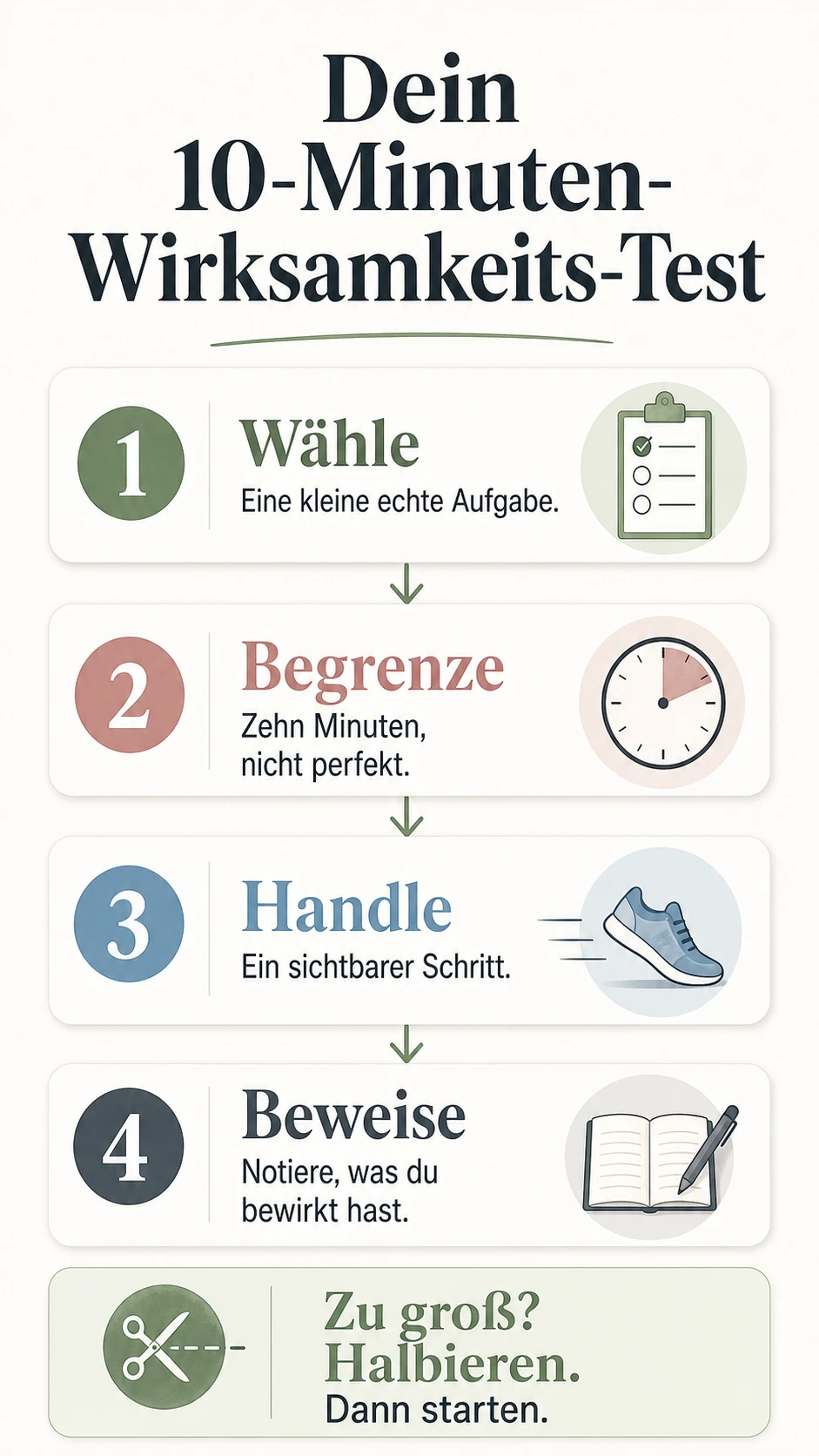 Vier Schritte für einen zehnminütigen Selbstwirksamkeits-Test