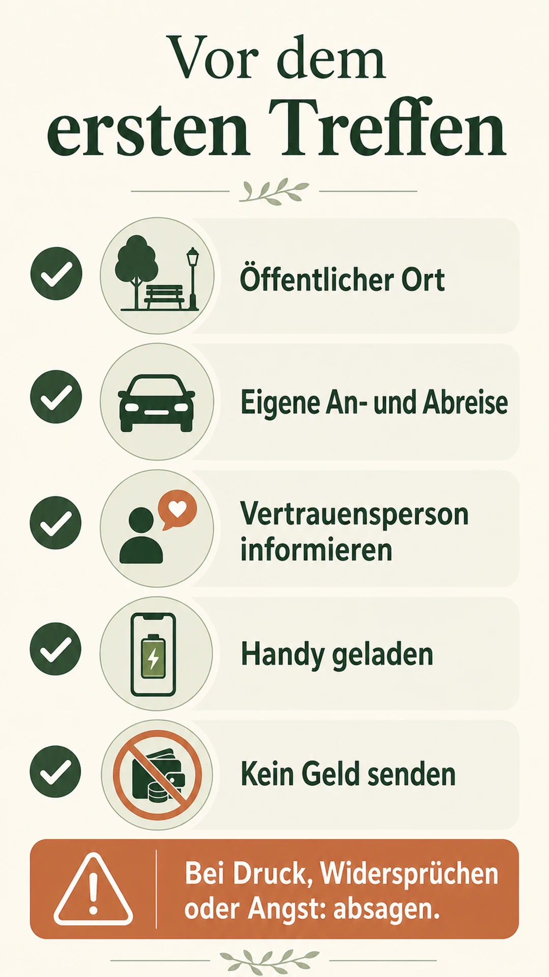 Sicherheitscheckliste vor dem ersten Treffen einer Online-Beziehung