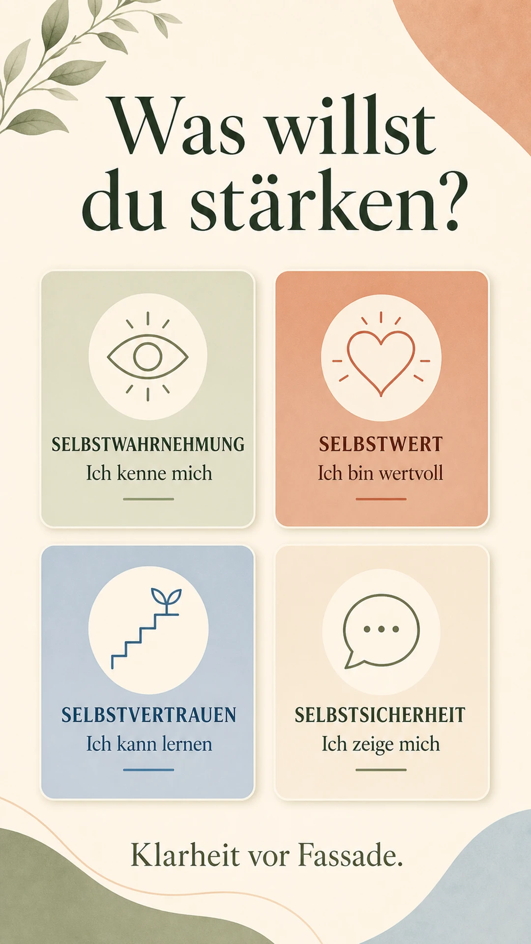 Unterschied zwischen Selbstwahrnehmung, Selbstwert, Selbstvertrauen und Selbstsicherheit