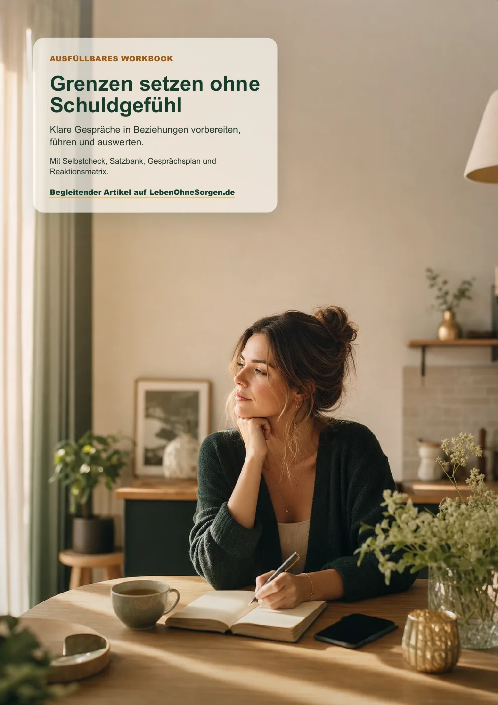 Regelmäßige Beziehungs-Check-ins: Fragen, Ablauf und echte Wirkung Titelseite des Workbooks Grenzen setzen ohne Schuldgefühl