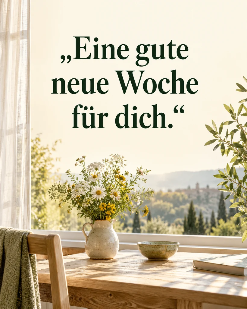 Kurze Wochenstart-Grüße für WhatsApp: Eine gute neue Woche für dich.