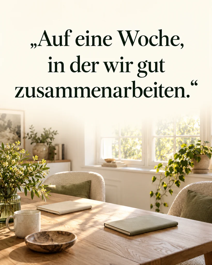 Für Kollegen und die Zusammenarbeit: Auf eine Woche, in der wir gut zusammenarbeiten.