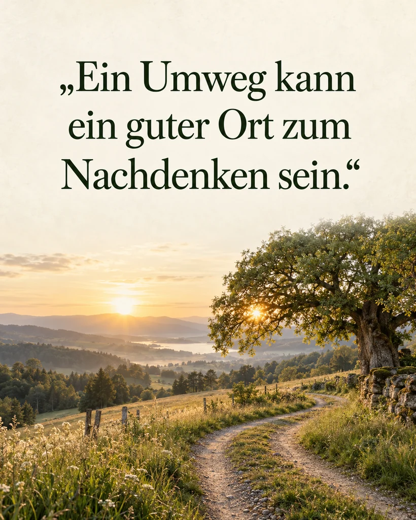 Indianische Weisheiten: Zitate mit Herkunft Eigene Sprüche über Mut und den Lebensweg: Ein Umweg kann ein guter Ort zum Nachdenken sein.