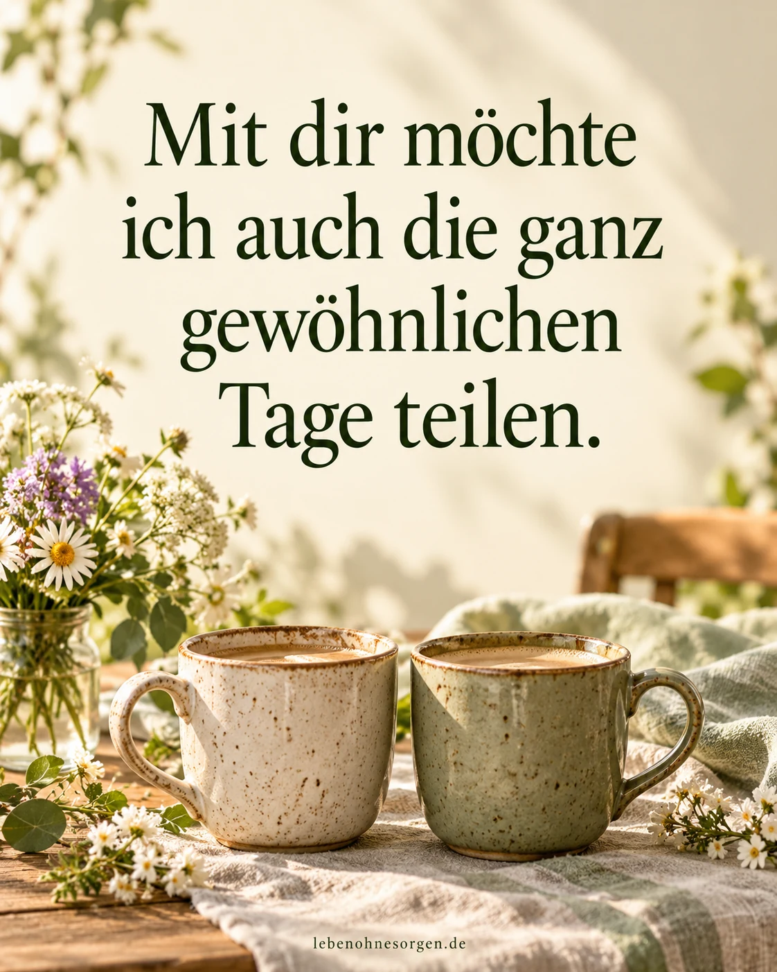 Spruchkarte zum Jahrestag: Mit dir möchte ich auch die ganz gewöhnlichen Tage teilen.