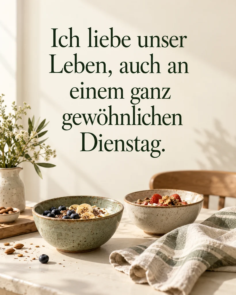 Liebe im Alltag und Danke: Ich liebe unser Leben, auch an einem ganz gewöhnlichen Dienstag.