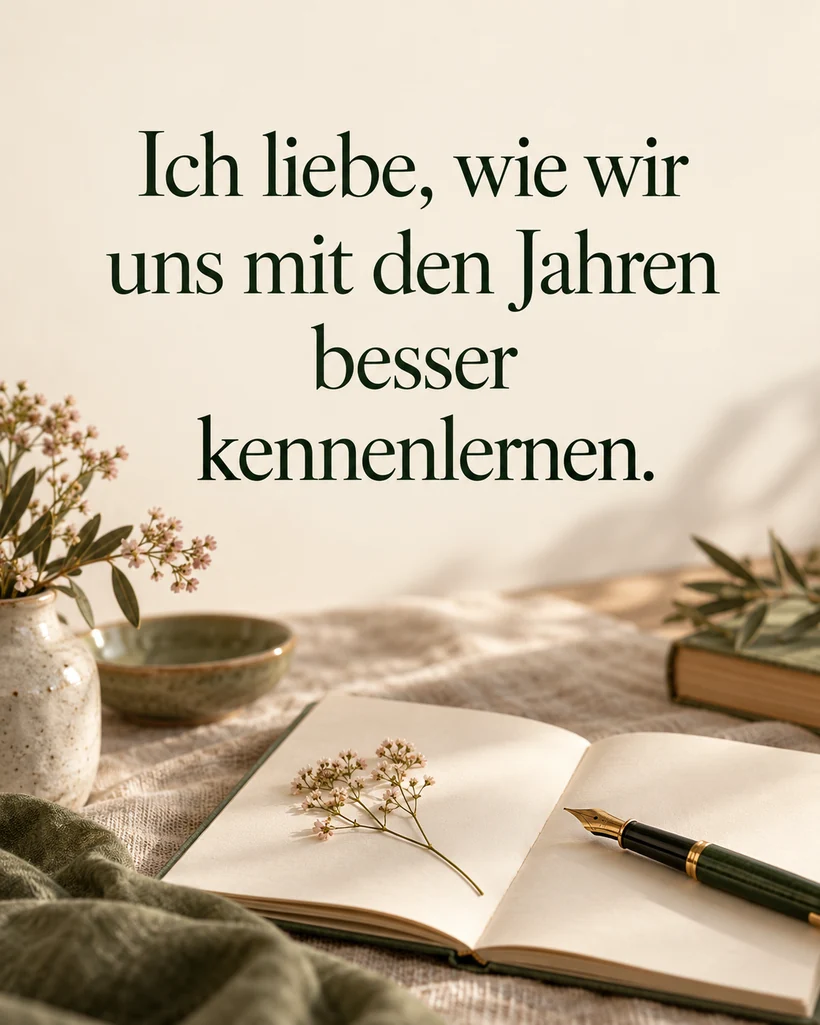 Für Karte und Liebesbrief: Ich liebe, wie wir uns mit den Jahren besser kennenlernen.