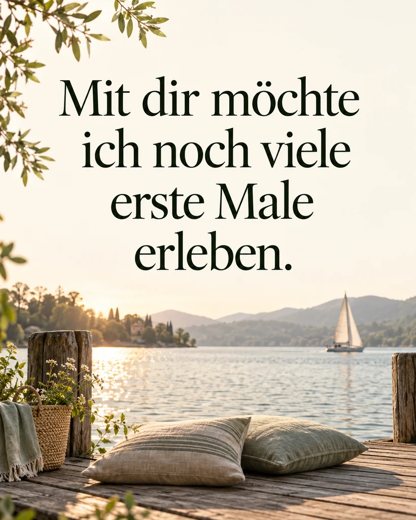Romantische Liebessprüche: Mit dir möchte ich noch viele erste Male erleben.